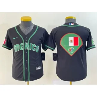 Women's Mexico Baseball 2023 Black Big Logo World Baseball Classic Stitched Jersey(Run Small) 52P5