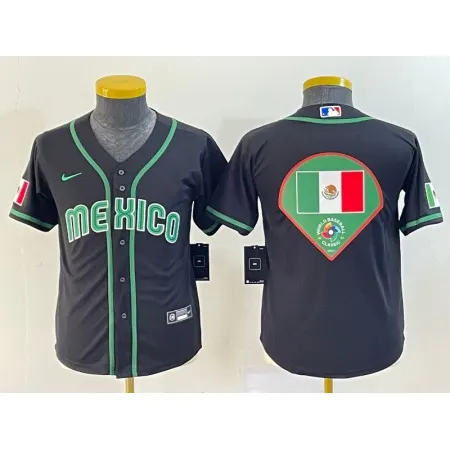 Women's Mexico Baseball 2023 Black Big Logo World Baseball Classic Stitched Jersey(Run Small) 52P5