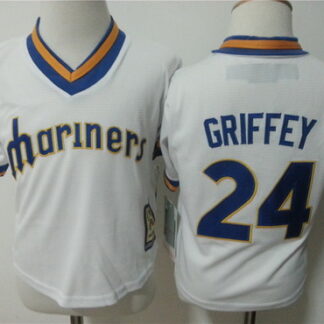 Toddler Seattle Mariners #24 Ken Griffey 1979 White Pullover MLB Majestic Baseball Jersey