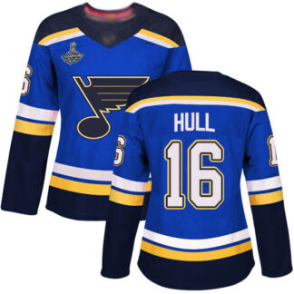 Adidas St. Louis Blues #16 Brett Hull Blue Home Authentic Stanley Cup Champions Women’s Stitched NHL Jersey