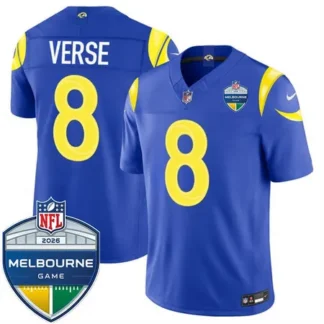 Men's Los Angeles Rams #8 Jared Verse Royal 2026 Melbourne Game Patch Vapor F.U.S.E. Limited Jersey