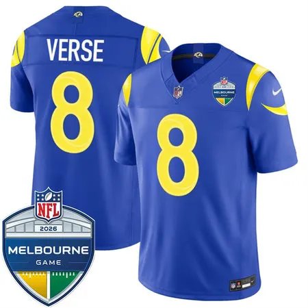 Men's Los Angeles Rams #8 Jared Verse Royal 2026 Melbourne Game Patch Vapor F.U.S.E. Limited Jersey