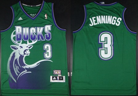 Milwaukee Bucks #3 Brandon Jennings ABA Hardwood Classics Swingman Green Jerseys