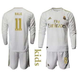Real Madrid #11 Bale Home Long Sleeves Kid Soccer Club Jersey