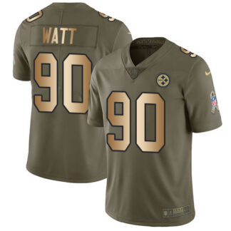 Nike Pittsburgh Steelers #90 T. J. Watt Olive/Gold Men’s Stitched NFL Limited 2017 Salute To Service Jersey