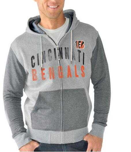 Men's Cincinnati Bengals G III Sports by Carl Banks Safety Tri Blend Full Zip Hoodie Heathered Gray FengYun