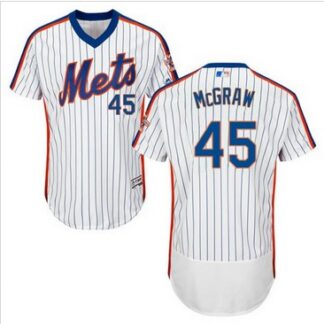 New York Mets #45 Tug McGraw White(Blue Strip) 2016 Flexbase Collection Alternate Stitched Baseball Jersey DingZhi