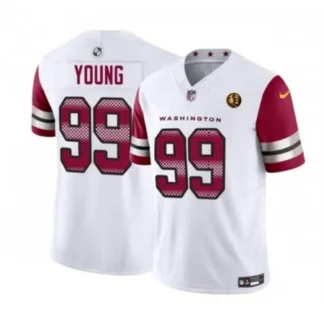 Men's Washington Commanders #99 Chase Young White 2023 F.U.S.E. With John Madden Patch Vapor Limited Stitched Footb...