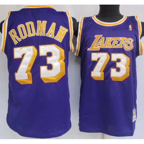 Los Angeles Lakers 73 Rodman Purple Jersey Cheap