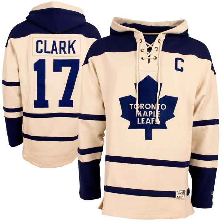 Toronto Malpe Leafs #17 Wendel Clark Cream All Stitched Hooded Sweatshirt