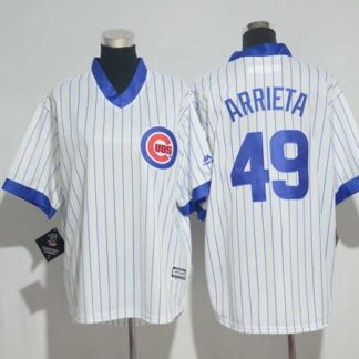 Chicago Cubs #49 Jake Arrieta White Cooperstown New Cool Base Stitched Jersey