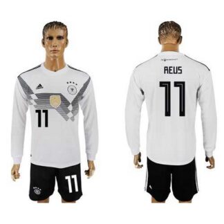 Germany #11 Reus White Home Long Sleeves Soccer Country Jersey