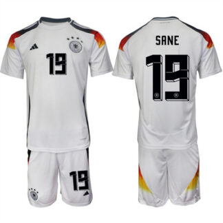 Men's Germany #19 Leroy SanÃ© White 2024-25 Home Soccer Jersey Suit
