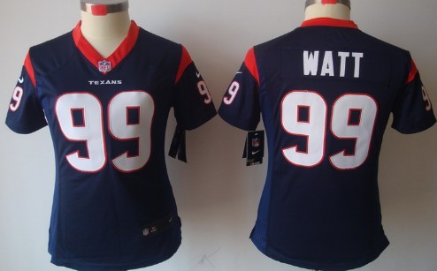 Women's Nike Limited Houston Texans #99 J.J. Watt Blue Jerseys