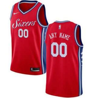 Women's Customized Philadelphia 76ers Swingman Red Nike Statement EditionJersey