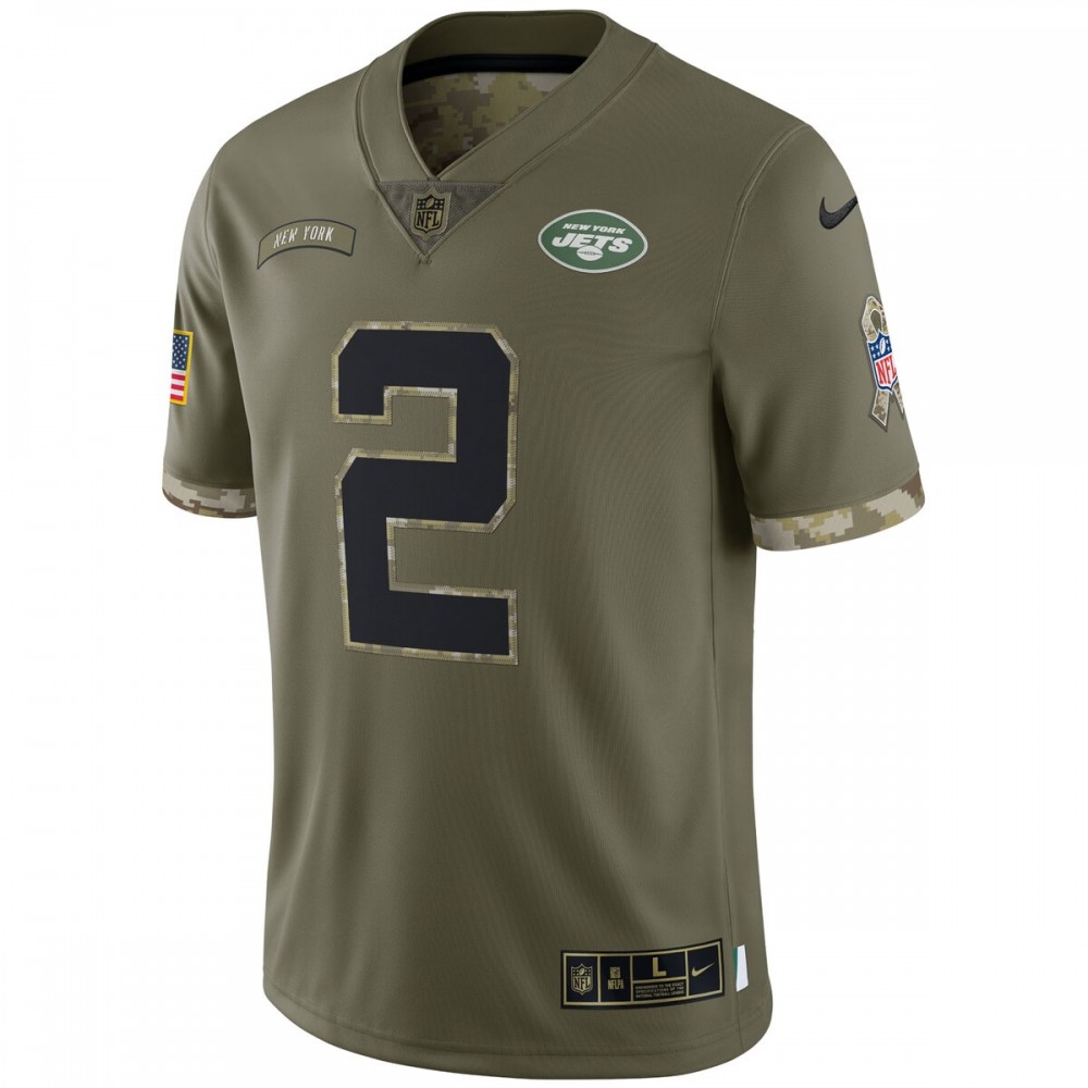 Zach Wilson New York Jets Nike 2022 Salute To Service Limited Jersey - Olive - Image 2