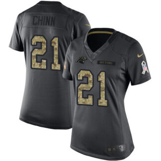 Nike Carolina Panthers #21 Jeremy Chinn Black Women’s Stitched NFL Limited 2016 Salute to Service Jersey