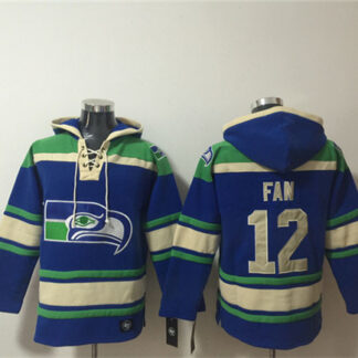 Men's Seattle Seahawks #12 Fan Royal Ageless Must-Have Lace-Up Pullover Hoodie