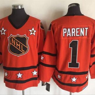 1972-81 NHL All-Star #1 Bernie Parent Orange CCM Throwback Stitched Vintage Hockey Jersey