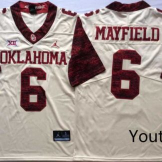 Youth Oklahoma Sooners 6 Baker Mayfield White 47 Game Winning Streak College Football Jersey