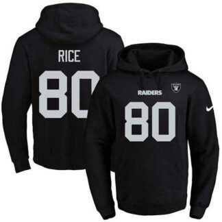 Printed Nike Oakland Raiders #80 Jerry Rice Black Name & Number Men's Pullover Hoodie
