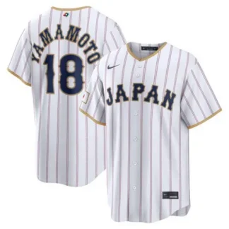 Youth Japan Baseball #18 Yoshinobu Yamamoto White 2026 World Baseball Classic Home Stadium Jersey