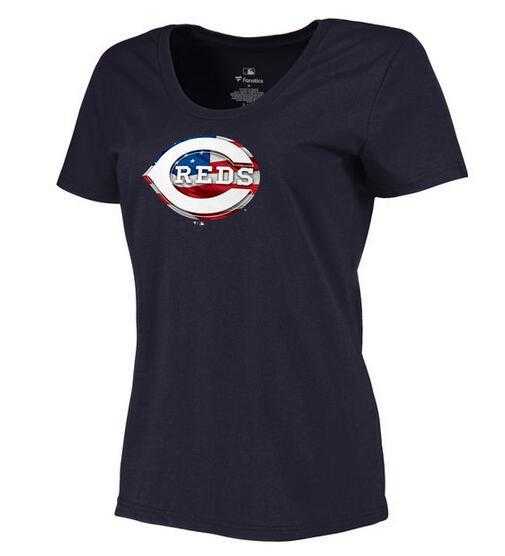 Women's Cincinnati Reds Navy Plus Sizes Banner Wave T-Shirt