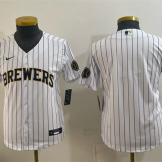 Youth Milwaukee Brewers Blank White Cool Base Stitched Jersey