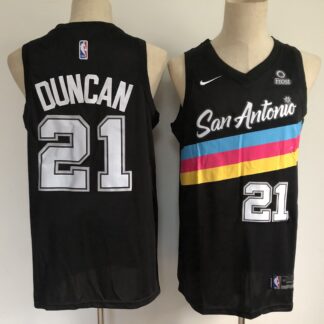Men's San Antonio Spurs #21 Tim Duncan Black 2021 Nike City Edition Swingman Stitched NBA Jersey With The NEW Spons...
