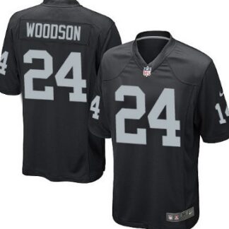 Nike Oakland Raiders #24 Charles Woodson Black Game Kids Jersey