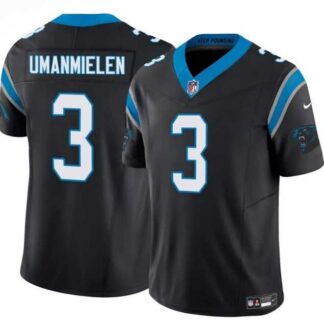 Men's Carolina Panthers #3 Princely Umanmielen Black 2025 F.U.S.E. Vapor Limited Stitched Jersey Dzhi