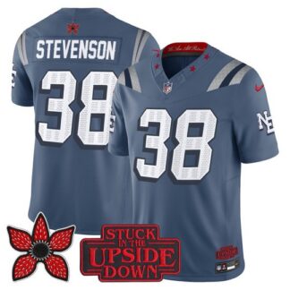 Men's & Women's & Youth New England Patriots #38 Rhamondre Stevenson Storm Blue Rivalries F.U.S.E. 2025 'Stranger T...
