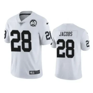 Youth Oakland Raiders #28 Josh Jacobs White 2019 100th Season With 60 Patch Vapor Untouchable Limited Stitched NFL...