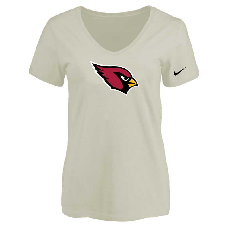 Women's Arizona Cardinals Cream Logo V neck T-Shirt FengYun