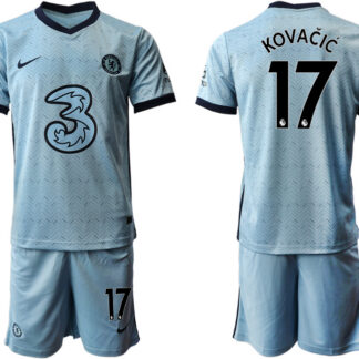 Men 2020-2021 club Chelsea away Light blue 17 Soccer Jerseys