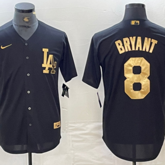 Men's Los Angeles Dodgers #8 Kobe Bryant Black Gold Cool Base Stitched Jersey