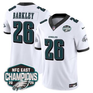 Men's & Women's & Youth Philadelphia Eagles #26 Saquon Barkley White F.U.S.E. 2025 NFC East Division Champions Vapo...
