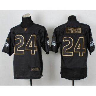 Nike Seattle Seahawks #24 Marshawn Lynch Black Gold No. Fashion Men’s Stitched NFL Elite Jersey