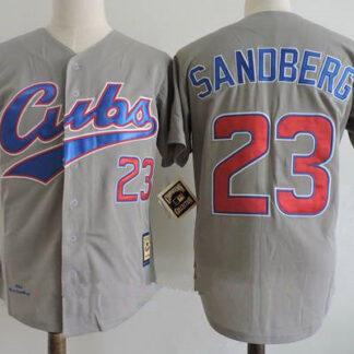 Men's Chicago Cubs #23 Ryne Sandberg Gray Road 1994 Throwback Cooperstown Collection Stitched MLB Mitchell & Ness J...