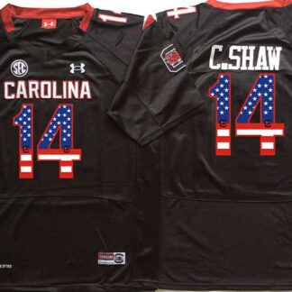 South Carolina Gamecocks #14 C.Shaw Black USA Flag College Stitched Jersey
