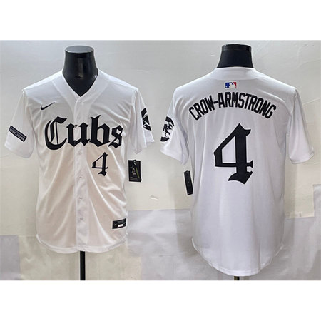 Youth Chicago Cubs #4 Pete Crow-Armstrong White "Gothic North Side Edition" Vapor Premier Limited Stitched Baseball...