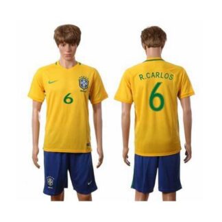 Brazil #6 R.Carlos Home Soccer Country Jersey