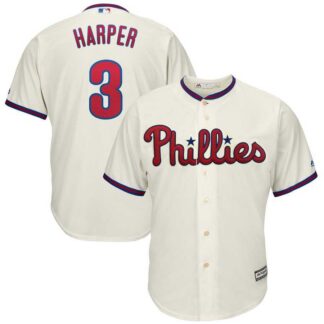 Phillies 3 Bryce Harper Cream Cool Base Jersey Dzhi