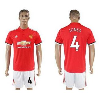 Manchester United #4 Jones Red Home Soccer Club Jersey