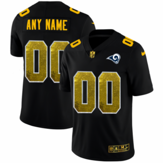 Los Angeles Rams Custom Men’s Black Nike Golden Sequin Vapor Limited NFL Jersey