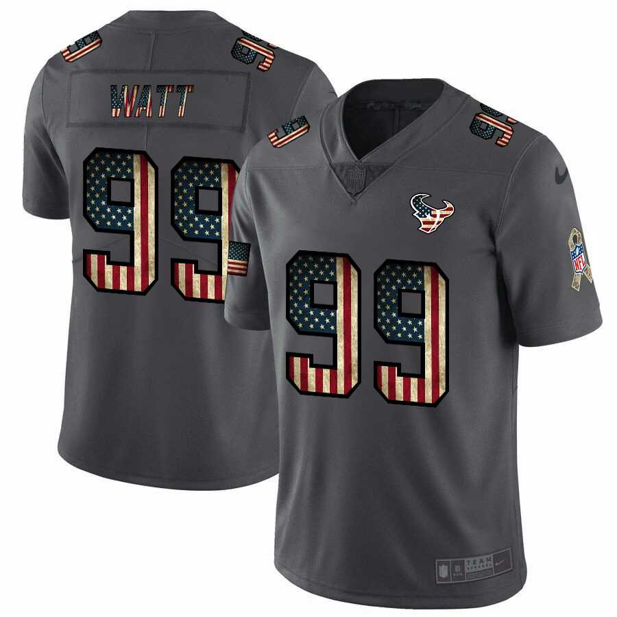 Nike Texans 99 J.J. Watt 2019 Salute To Service USA Flag Fashion Limited Jersey Dyin