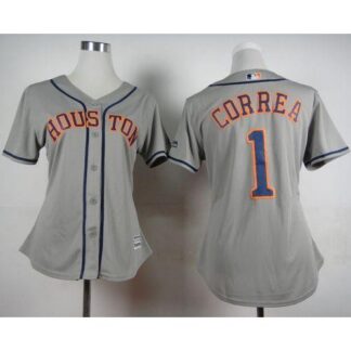 Houston Astros #1 Carlos Correa Grey Road Women’s Stitched MLB Jersey