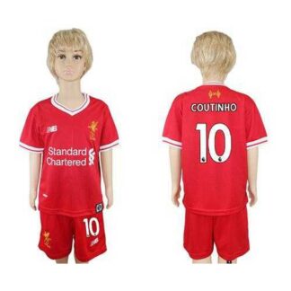 Liverpool #10 Coutinho Red Home Kid Soccer Club Jersey