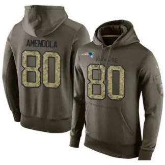 NFL Men's New England Patriots #80 Danny Amendola Stitched Green Olive Salute To Service KO Performance Hoodie