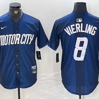 Men's Detroit Tigers #8 Matt Vierling Navy 2024 City Connect Cool Base Limited Stitched Jersey